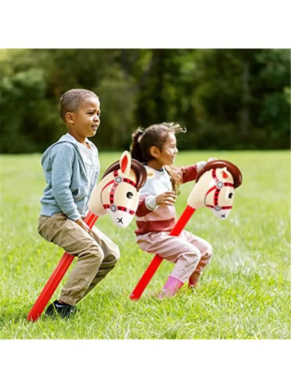 12 Pieces Inflatable Stick Horse Cute Horse Head Stick Blow up Balloon Party